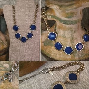 Blue square necklace